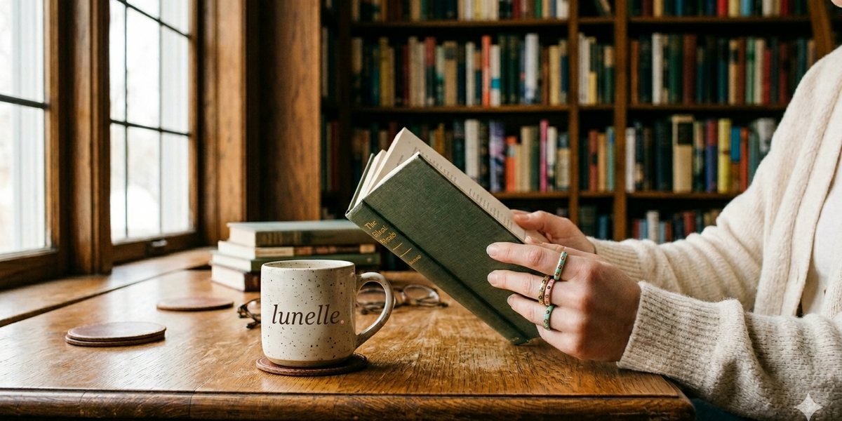 Reading with a stack of lunelle rings